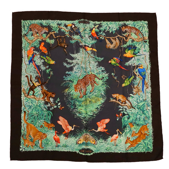 Hermes Accessories - HERMES Brown Silk Scarf